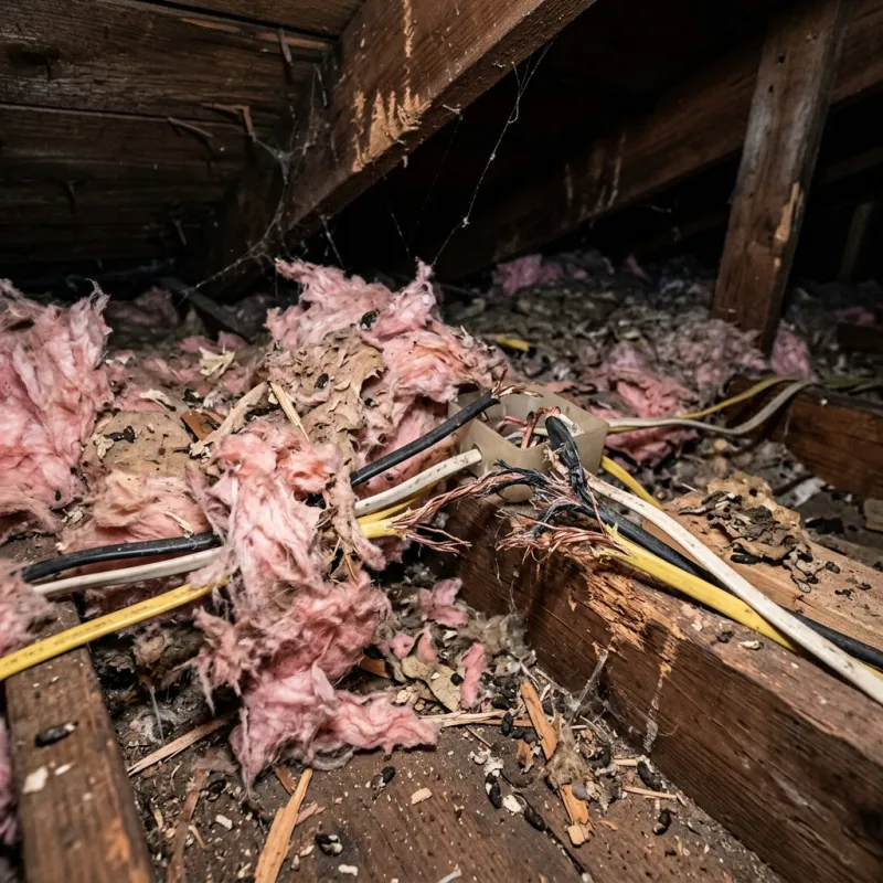 Contaminated ceiling insulation being assessed in a Narre Warren South roof space